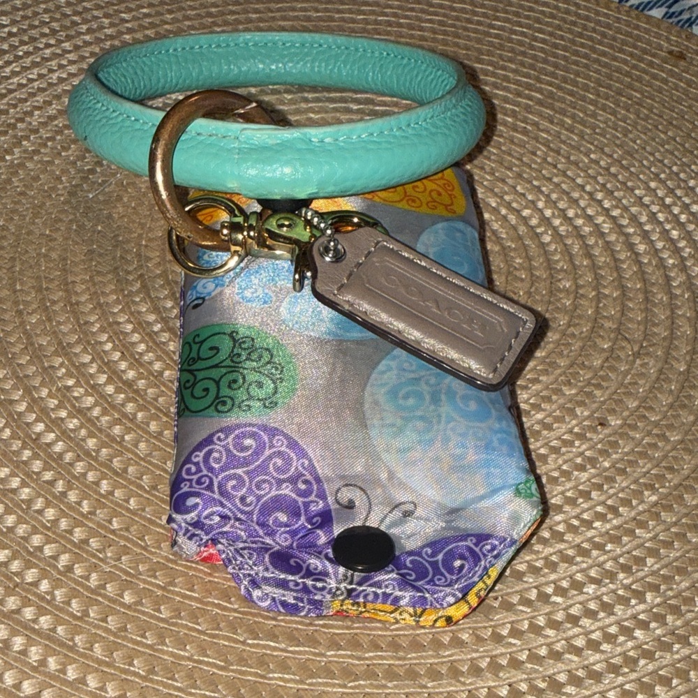 Colorful Wristlet with Teal Bangle or purse charms